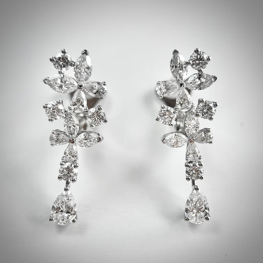 Classic Floral Cluster Drop Earrings | 2.74 ctw